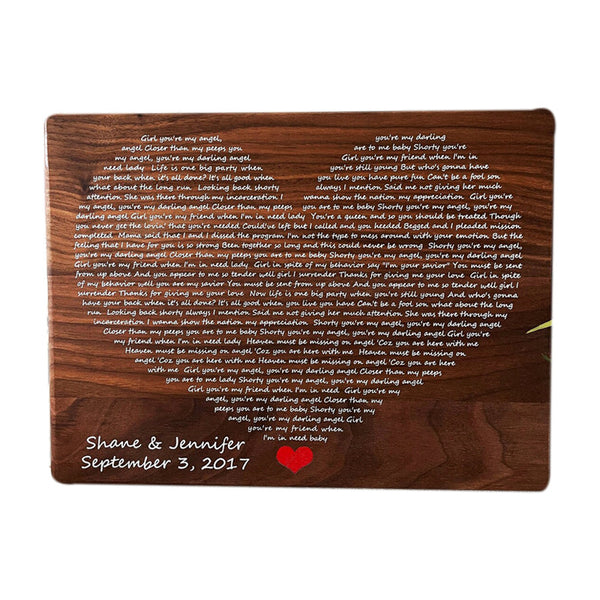 Wooden Figurine with Heart-carved Wedding Lyrics